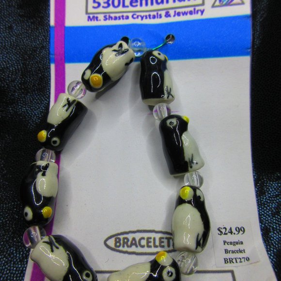 Penguins Ceramic 7" Stretchy Bracelet Jewelry - Picture 1 of 3